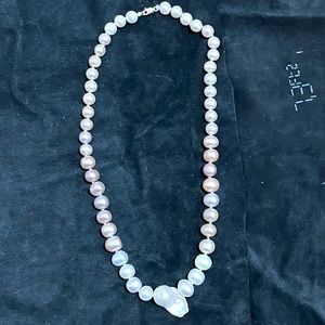 Color Gradient and Baroque Freshwater Pearl Necklace Sterling Silver Closure